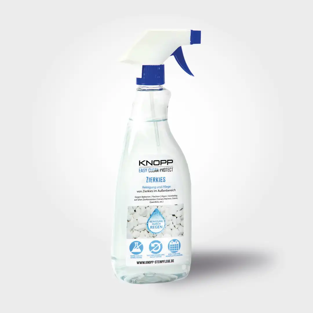 KNOPP Easy Clean Protect Zierkies-Reiniger 500 ml Produktbild – gebrauchsfertiger Reiniger zur Entfernung von Flechten, Algen und Grünbelag von Zierkies und Gartenflächen